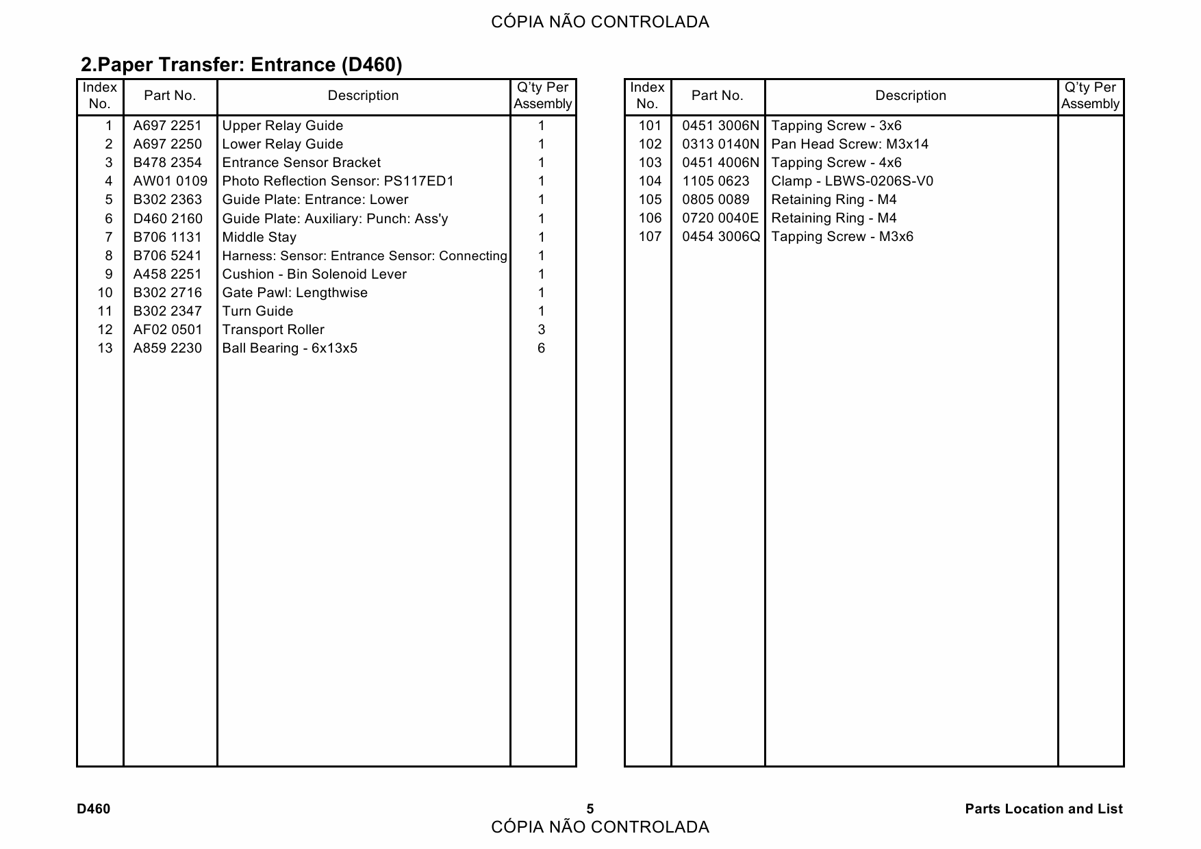 RICOH Options D460 FINISHER-SR4050 Parts Catalog PDF download-2